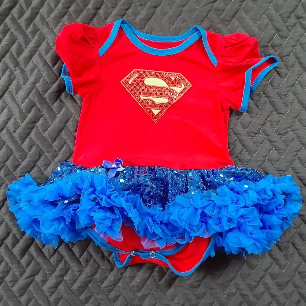 Baby Girls Superman Halloween Costume Tutu Dress 6-12M NEW - Picture 2 of 7